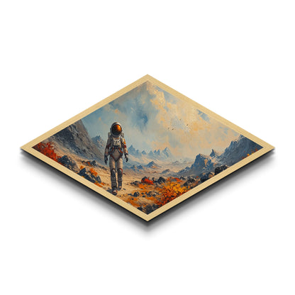 Astronaut Frontier Journey Diamond Shaped Canvas Textured Print space exploration art sci-fi galaxy wall art gift idea