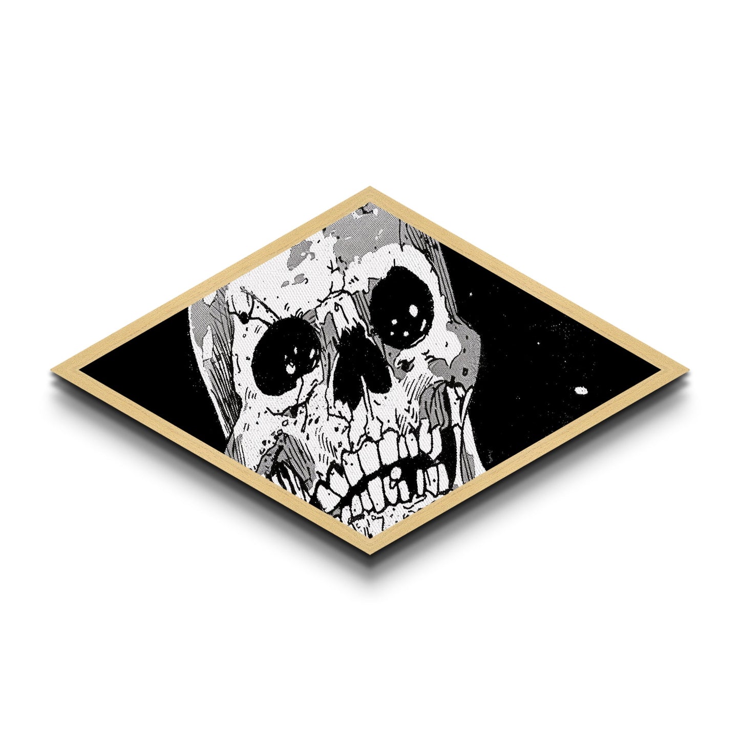 Manga Skull Scream Diamond Shaped Canvas Art Print horror comic style anime decor edgy wall art unique gothic Halloween gift