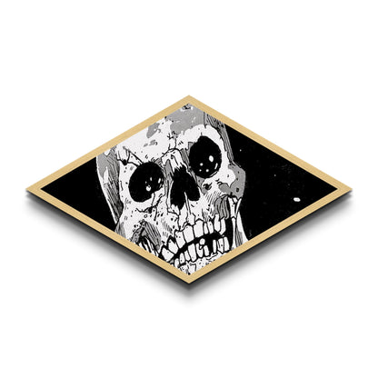 Manga Skull Scream Diamond Shaped Canvas Art Print horror comic style anime decor edgy wall art unique gothic Halloween gift