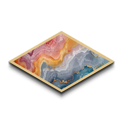 Pastel Dream Agate Diamond Shaped Canvas Art Print Calming Earth Tones Mineral Wall Decor Elegant Bedroom Housewarming Gift