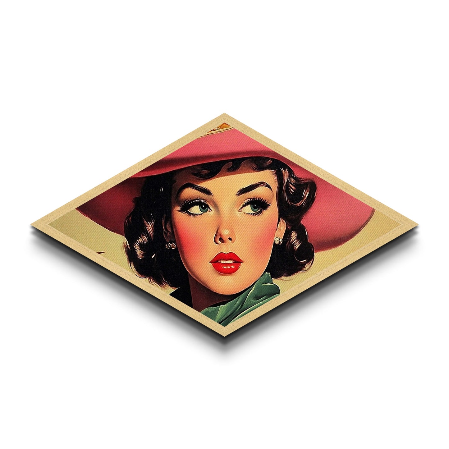 Autumn Cowgirl Glow Diamond Shaped Canvas Textured Print rustic fall farmhouse art western portrait cozy decor country home wall