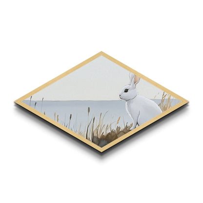 Small Owl Feather Print, Nature Watercolor Painting Wall Art, Diamond Shaped Canvas Texture Print, Whimsy Wall Art