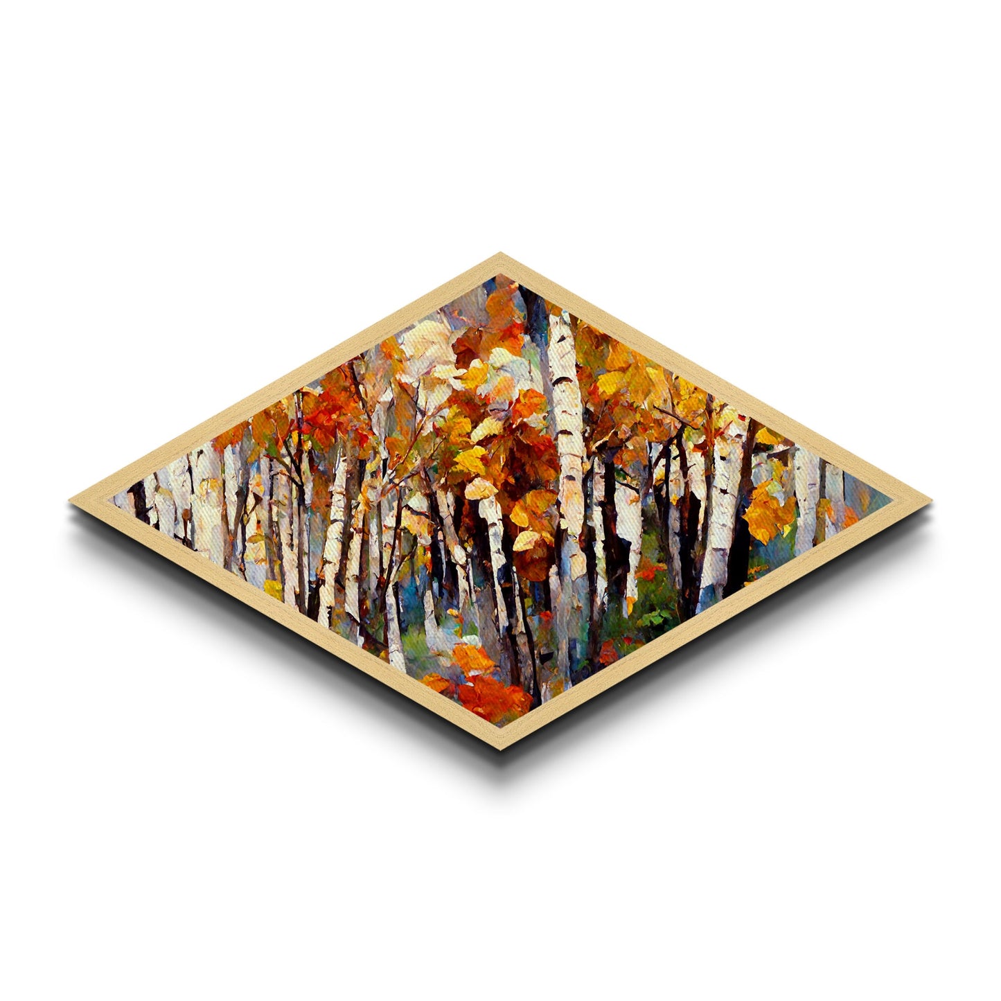 Diamond Shaped Large Birch Trees Canvas Print Boho Wall Decor Autumn Birch Forest  Art Silver Birch Trees Wall Decor Wall Art Fall