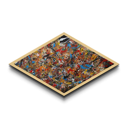 Electric Rhythm Splash Diamond Shaped Abstract Canvas Art Print Jackson Style Colorful Modern Wall Decor Bold Artistic Energy Piece