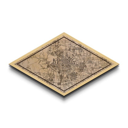 Beijin - China Diamond Shaped City Map, Custom Diamond Shaped Wall Art, City Map Canvas