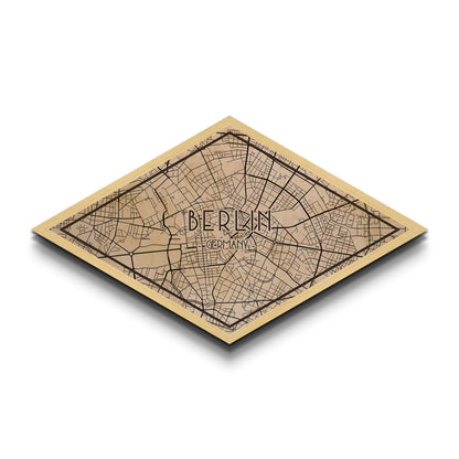 Berlin - Germany Diamond Shaped City Map, Custom Diamond Shaped Wall Art, City Map Canvas