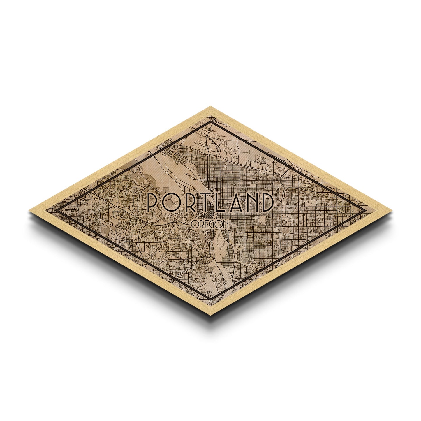Portland Diamond Shaped City Map, Custom Diamond Shaped Wall Art, City Map Canvas