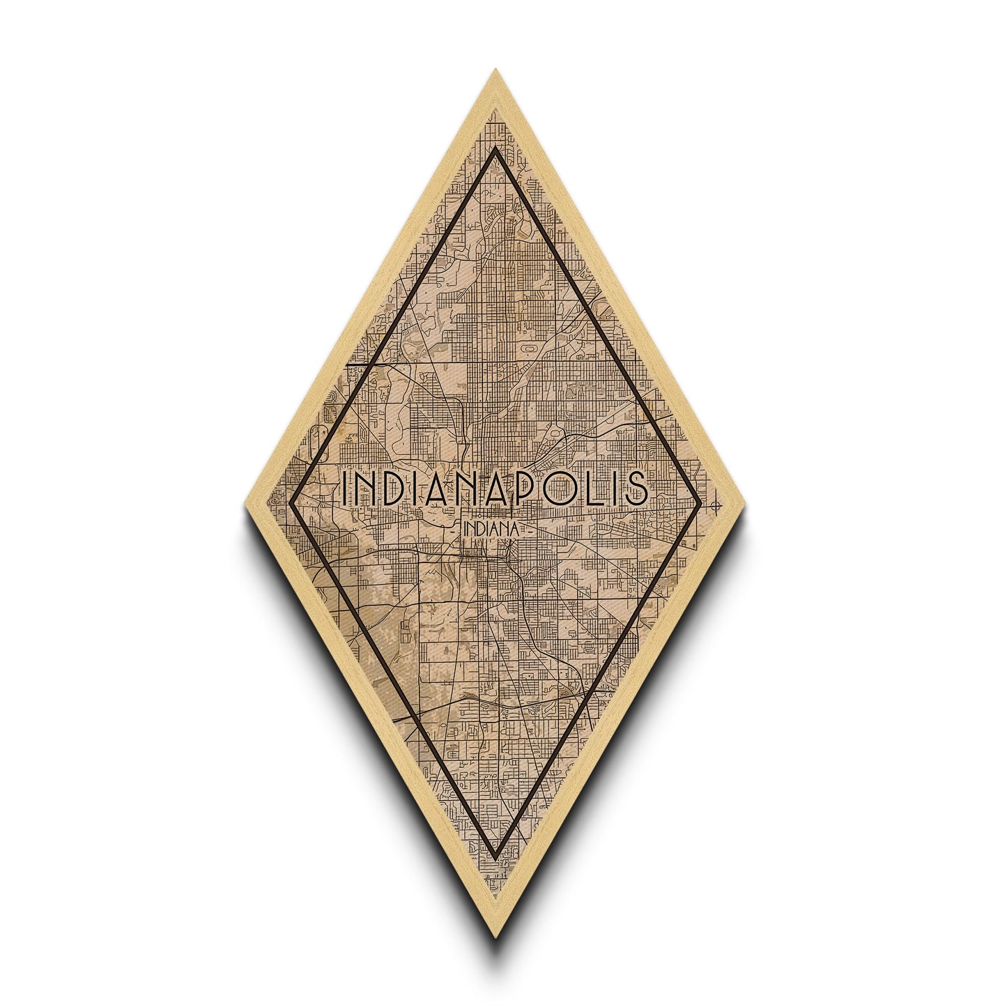 Indianapolis Diamond Shaped Travel Poster, Custom Diamond Shaped Wall Art, City Map Canvas