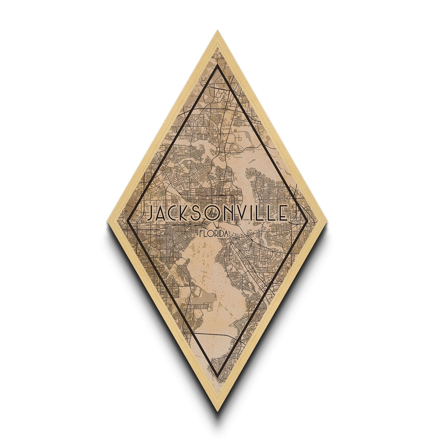 Jacksonville Diamond Shaped Travel Poster, Custom Diamond Shaped Wall Art, City Map Canvas
