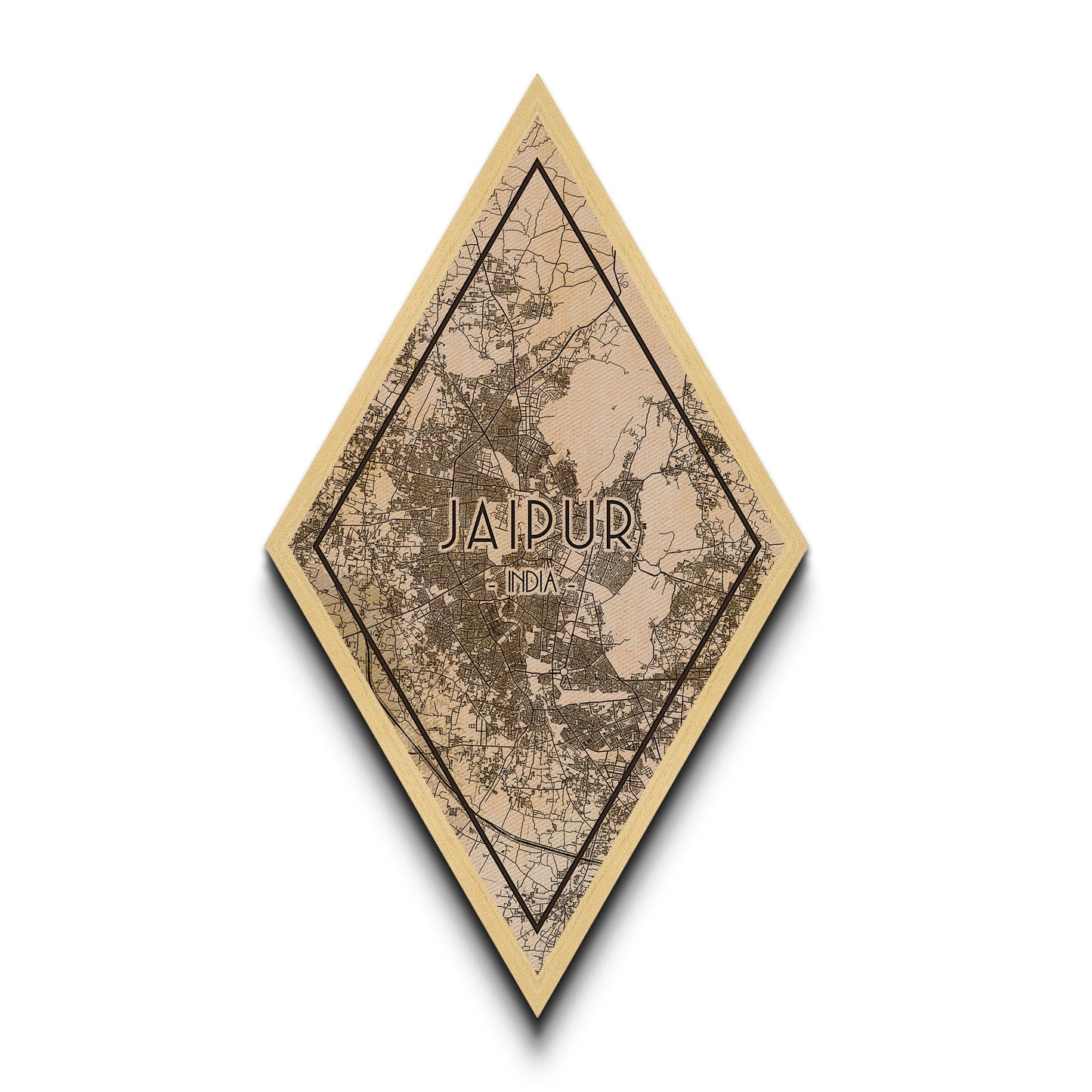 Jaipur - India Diamond Shaped Travel Poster, Custom Diamond Shaped Wall Art, City Map Canvas