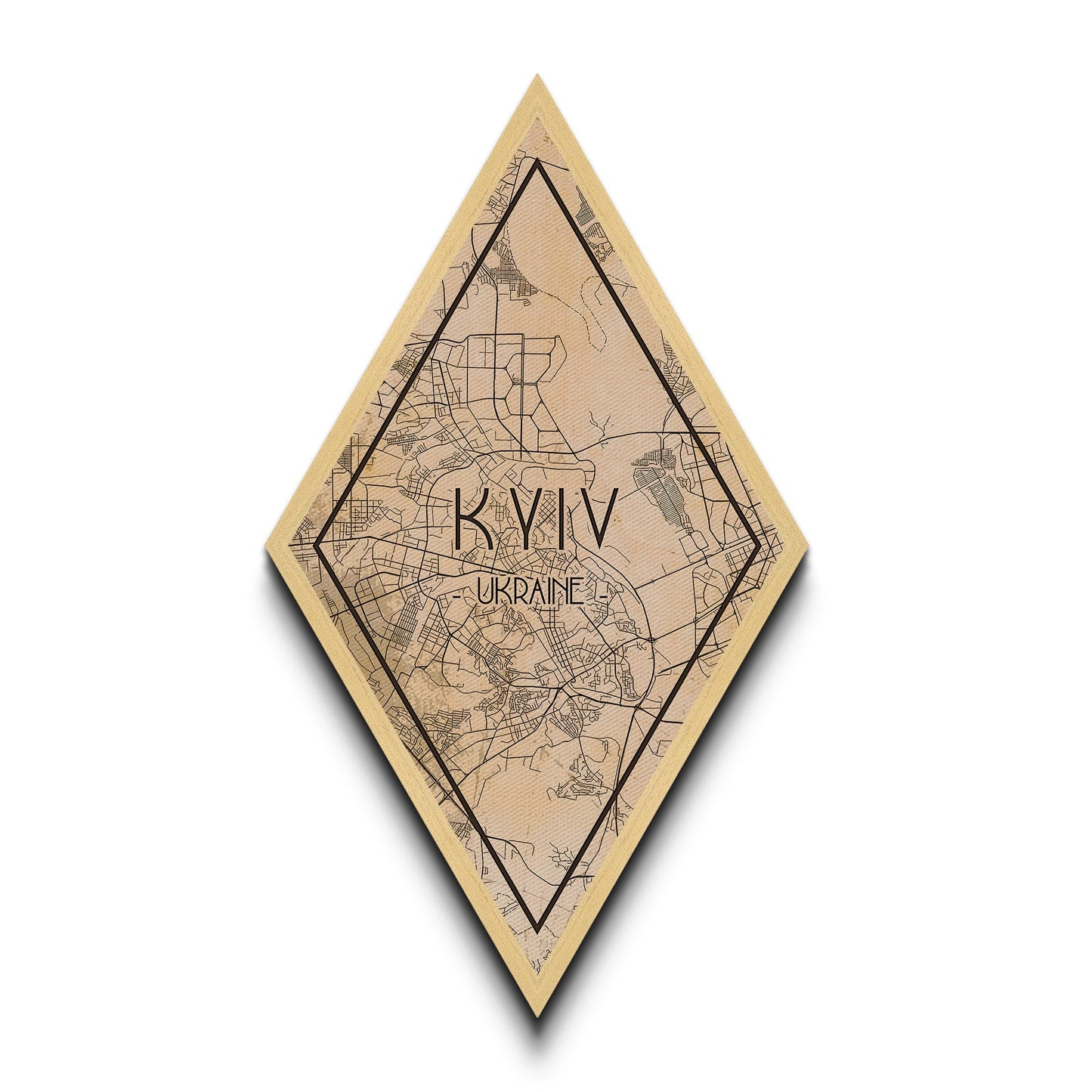 Kyiv - Ukraine Diamond Shaped Travel Poster, Custom Diamond Shaped Wall Art, City Map Canvas