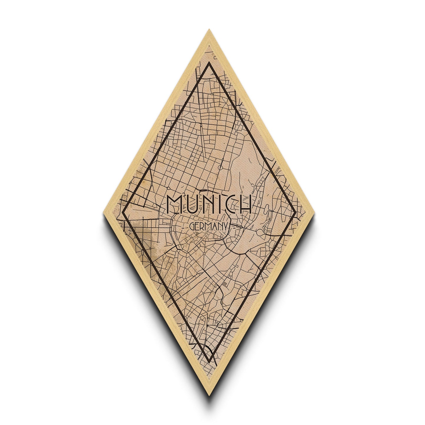 Munich - Germany Diamond Shaped Travel Poster, Custom Diamond Shaped Wall Art, City Map Canvas