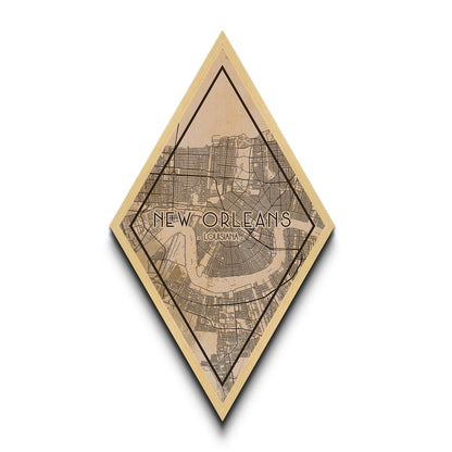 New Orleans Diamond Shaped Travel Poster, Custom Diamond Shaped Wall Art, City Map Canvas