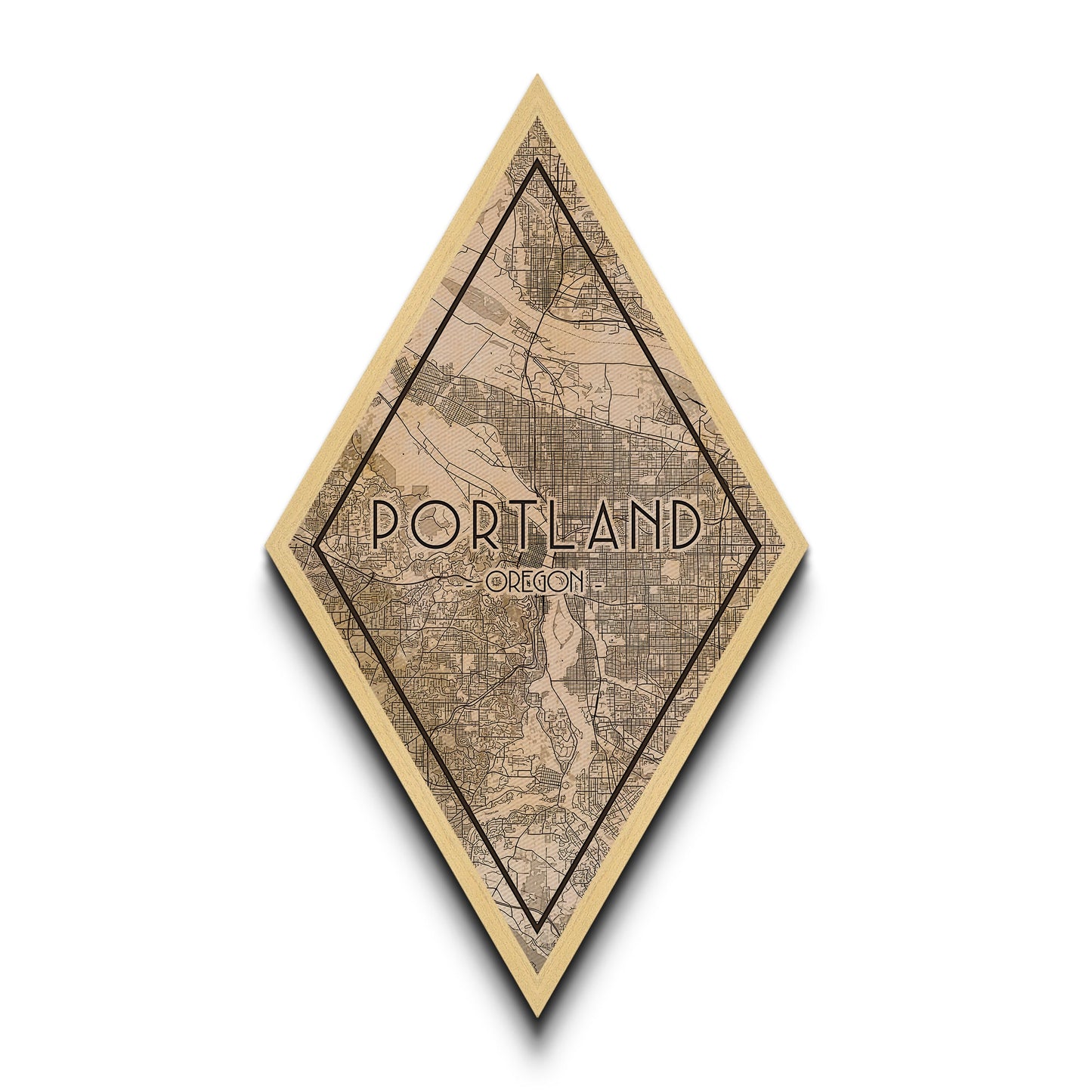 Portland Diamond Shaped Travel Poster, Custom Diamond Shaped Wall Art, City Map Canvas
