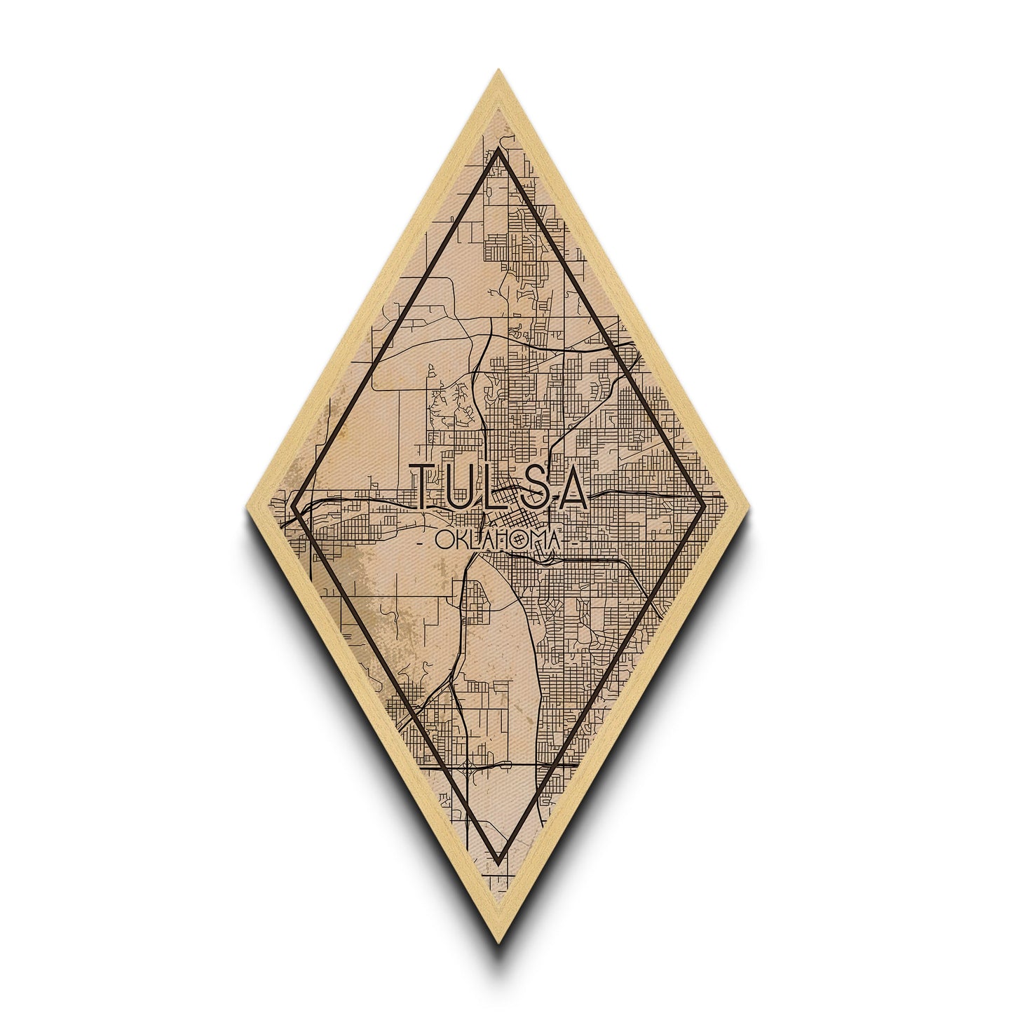 Tulsa Diamond Shaped Travel Poster, Custom Diamond Shaped Wall Art, City Map Canvas