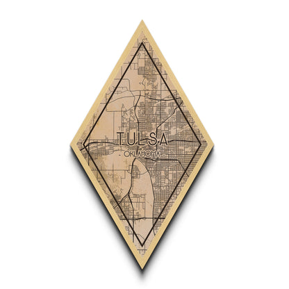 Tulsa Diamond Shaped Travel Poster, Custom Diamond Shaped Wall Art, City Map Canvas