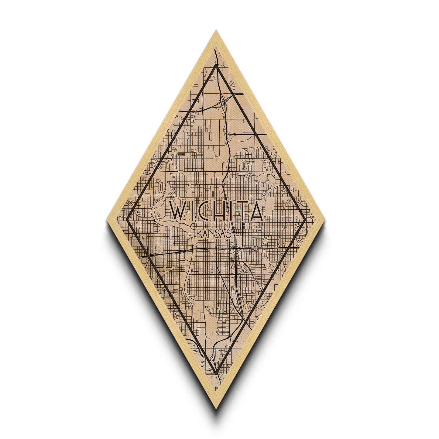 Wichita Diamond Shaped Travel Poster, Custom Diamond Shaped Wall Art, City Map Canvas