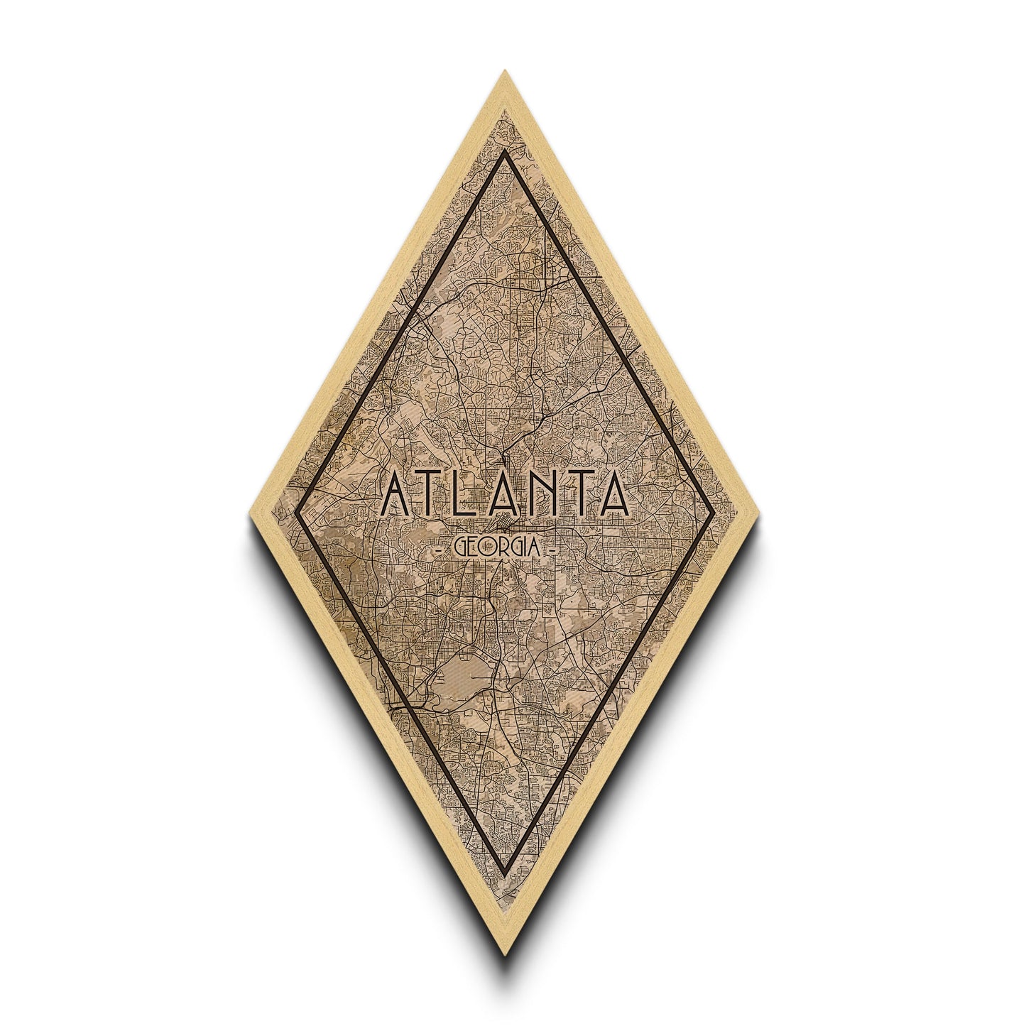 Atlanta Diamond Shaped Travel Poster, Custom Diamond Shaped Wall Art, City Map Canvas