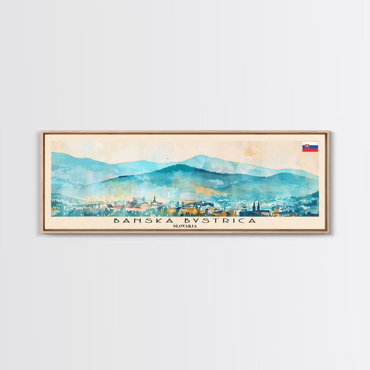 Banska Bystrica Wall Art, Panoramic Travel Poster, Panoramic Framed Canvas Print, City Wall Art, Wall Hanging Home Decor, Travel Art