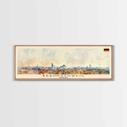 Braunschweig Germany Travel Art, City Art, Framed Canvas Print or Metal Wall Art, Europe Travel Poster, Panoramic Wall Art, Extra Wide Wall Art