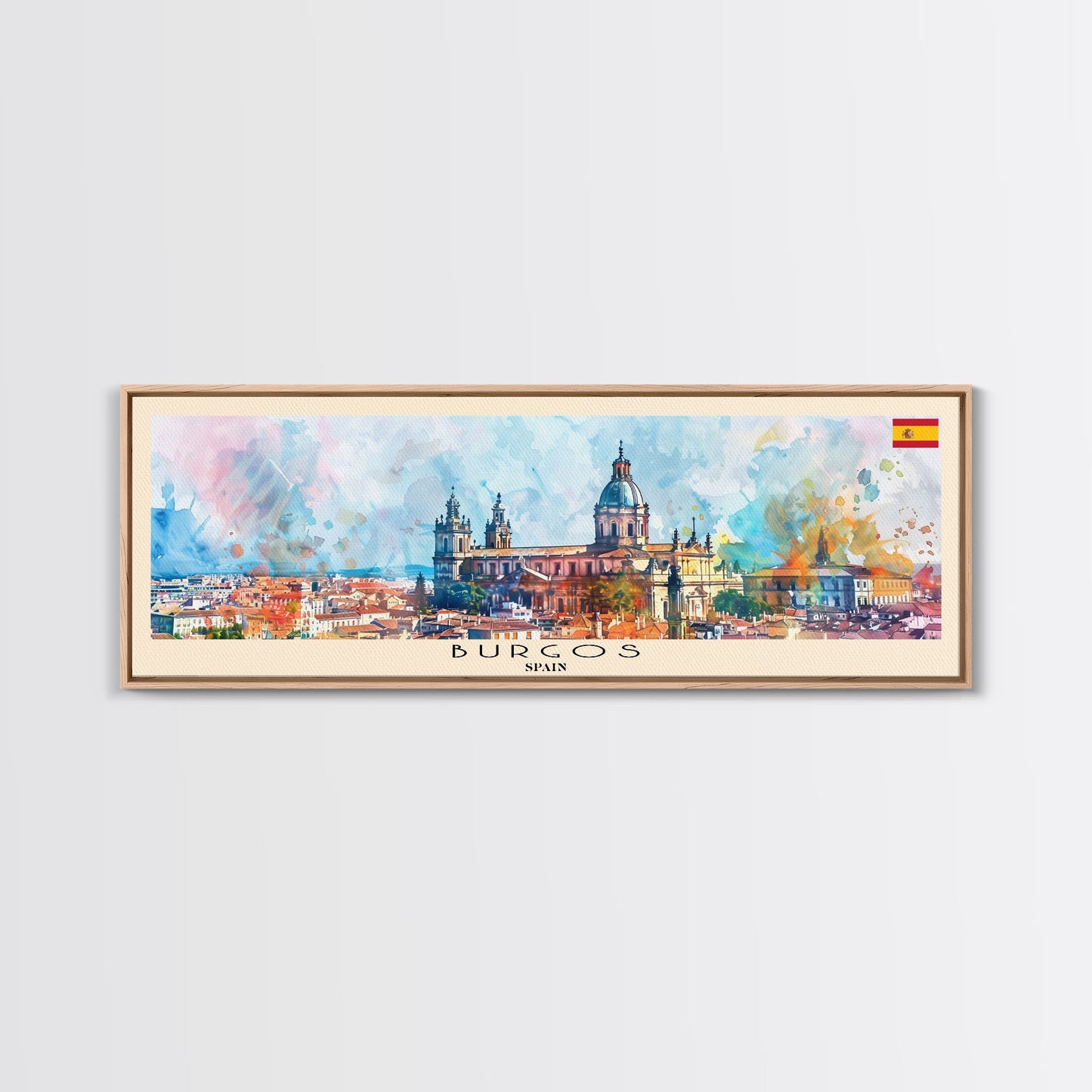 Burgos Spain Wall Art, Panoramic Travel Poster, Panoramic Framed Canvas Print, City Wall Art, Wall Hanging Home Decor, Travel Art