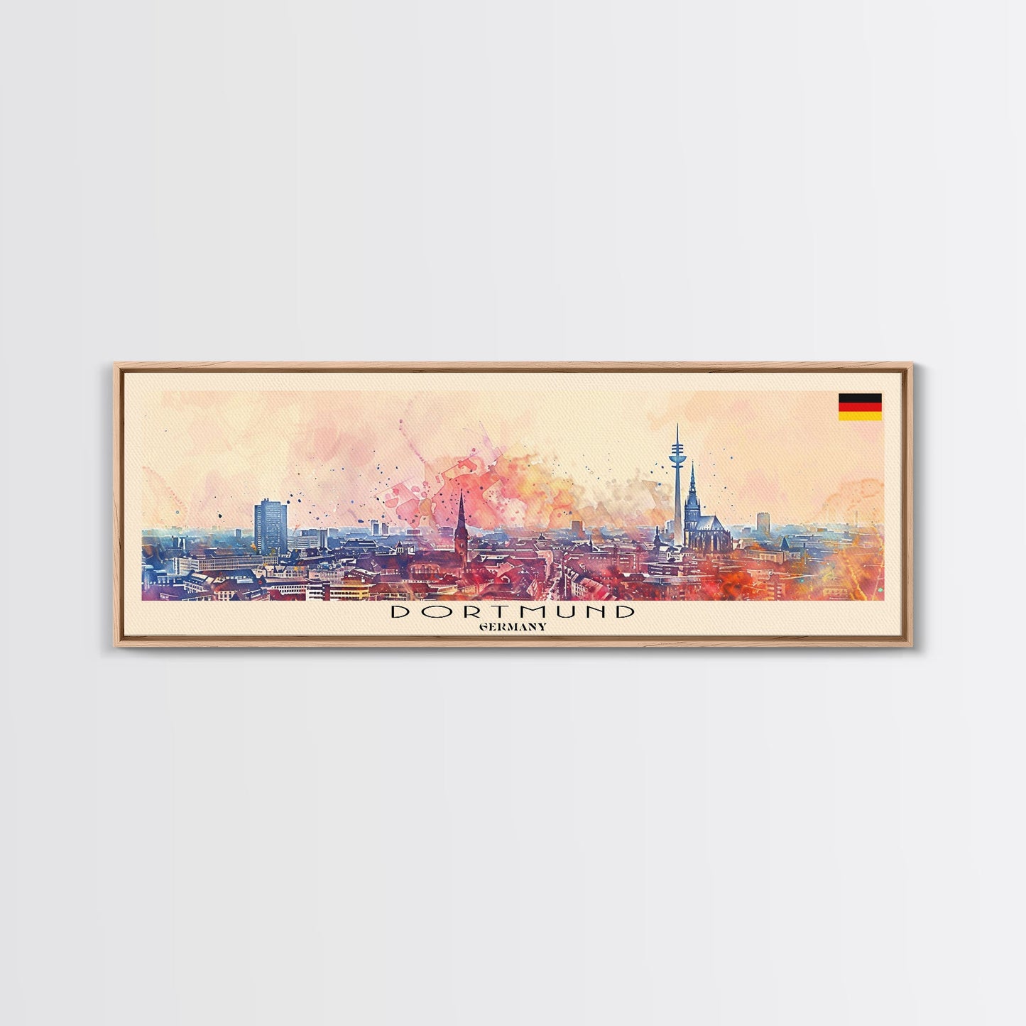 Dortmund Germany Wall Art, Panoramic Travel Poster, Panoramic Framed Canvas Print, City Wall Art, Wall Hanging Home Decor, Travel Art