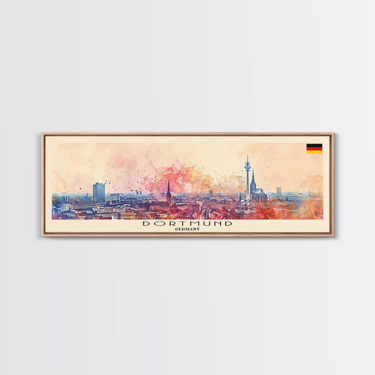 Dortmund Germany Wall Art, Panoramic Travel Poster, Panoramic Framed Canvas Print, City Wall Art, Wall Hanging Home Decor, Travel Art