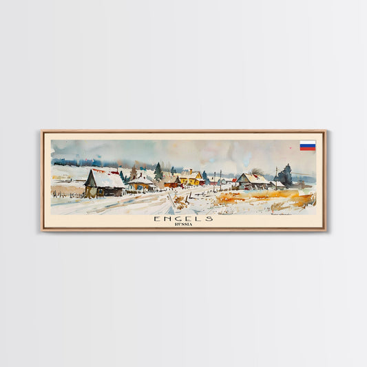 Engels Russia Panoramic Travel Poster, Framed Canvas Print or Metal Wall Art, Travel Art, Home Decor, Panoramic Painting, Midcentury Art