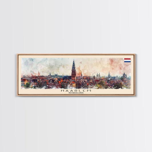 Haarlemmermeer Netherlands Panoramic Travel Poster, Framed Canvas Print or Metal Wall Art, Travel Art, Home Decor, Panoramic Painting, Midcentury Art