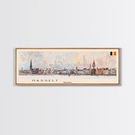Hasselt Belgium Wall Art, Panoramic Travel Poster, Panoramic Framed Canvas Print, City Wall Art, Wall Hanging Home Decor, Travel Art