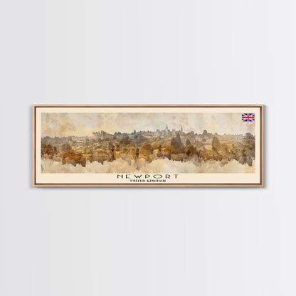 Newport United Kingdom Travel Print Wall Art, Panoramic City Art, Travel Art, Wall Decor, Vacation Gift, Framed Canvas Print Or Metal Art