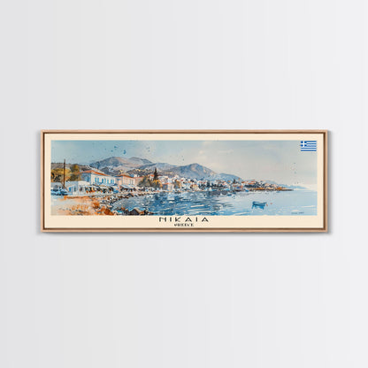 Nikaia Greece Wall Art, Panoramic Travel Poster, Panoramic Framed Canvas Print, City Wall Art, Wall Hanging Home Decor, Travel Art