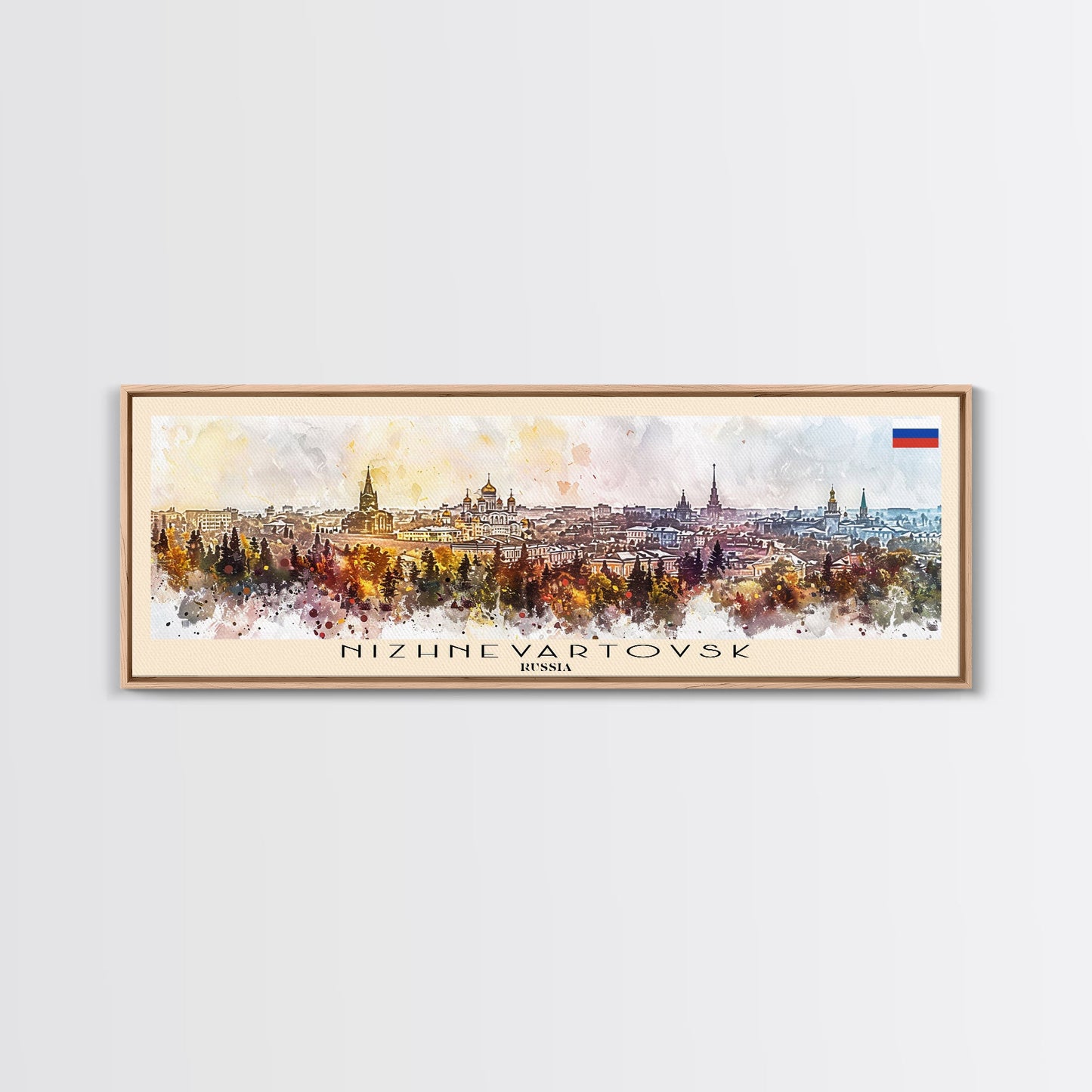 Nizhnevartovsk Russia Travel Art, City Art, Framed Canvas Print or Metal Wall Art, Europe Travel Poster, Panoramic Wall Art, Extra Wide Wall Art