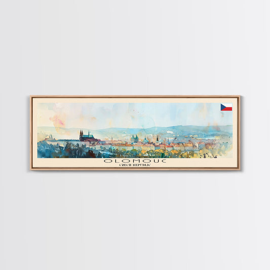 Olomouc Czech Republic Travel Art, City Art, Framed Canvas Print or Metal Wall Art, Europe Travel Poster, Panoramic Wall Art, Extra Wide Wall Art