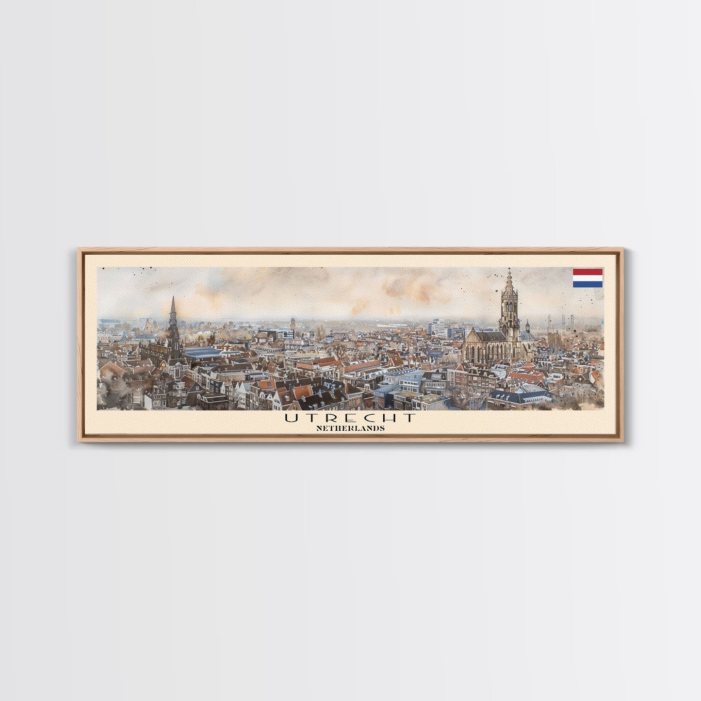 Utrecht, Niederlande – Kunstdruck für die Wand, Panorama-Stadtansicht, Reisekunst, Wanddekoration, Urlaubsgeschenk, gerahmter Leinwanddruck oder Metallbild
