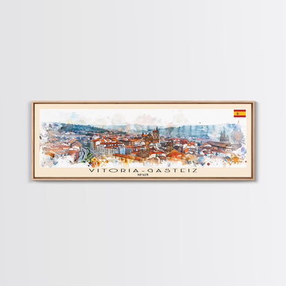 Vitoria Gasteiz Spain Travel Art, City Art, Framed Canvas Print or Metal Wall Art, Europe Travel Poster, Panoramic Wall Art, Extra Wide Wall Art