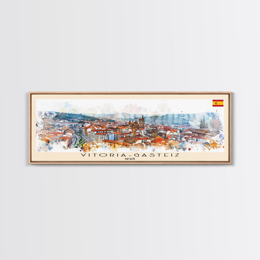 Vitoria Gasteiz Spain Travel Art, City Art, Framed Canvas Print or Metal Wall Art, Europe Travel Poster, Panoramic Wall Art, Extra Wide Wall Art