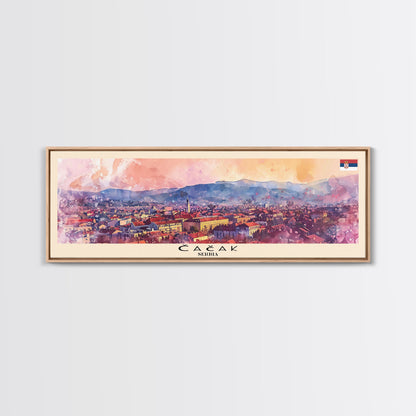 Čačak Serbia Wall Art, Panoramic Travel Poster, Panoramic Framed Canvas Print, City Wall Art, Wall Hanging Home Decor, Travel Art