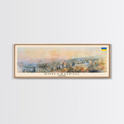 Simferopol Ukraine Panoramic Travel Poster, Framed Canvas Print or Metal Wall Art, Travel Art, Home Decor, Panoramic Painting, Midcentury Art