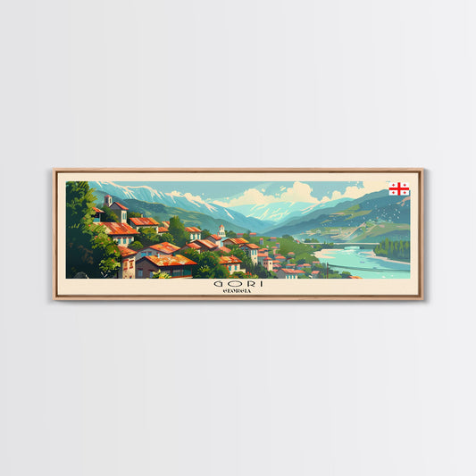 Gori Georgia Travel Print Wall Art, Panoramic City Art, Travel Art, Wall Decor, Vacation Gift, Framed Canvas Print Or Metal Art
