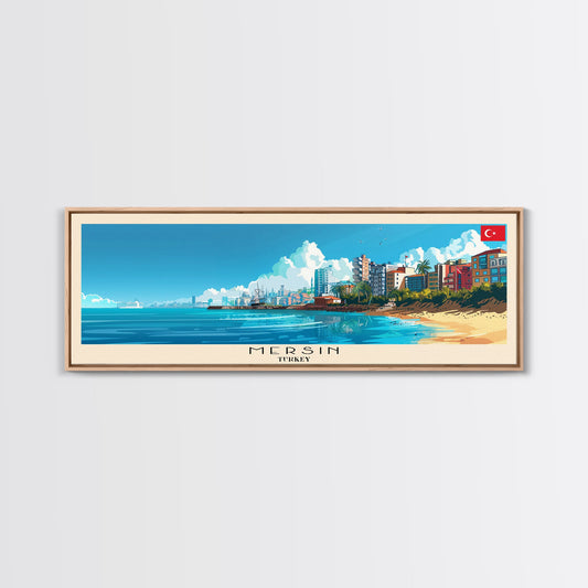 Mersin Turkey Wall Art, Panoramic Travel Poster, Panoramic Framed Canvas Print, City Wall Art, Wall Hanging Home Decor, Travel Art