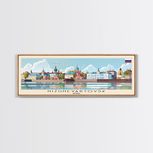 Nizhnevartovsk Russia Travel Art, City Art, Framed Canvas Print or Metal Wall Art, Europe Travel Poster, Panoramic Wall Art, Extra Wide Wall Art