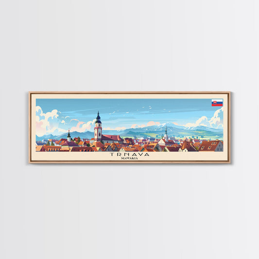 Trnava Slovakia Wall Art, Panoramic Travel Poster, Panoramic Framed Canvas Print, City Wall Art, Wall Hanging Home Decor, Travel Art