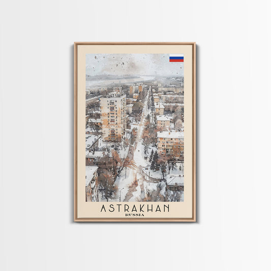 Astrakhan Russia Travel Poster Framed Canvas Print, Wall Art, Home Decor, Travel Print, Watercolor Painting, Urban Scene, Original Art