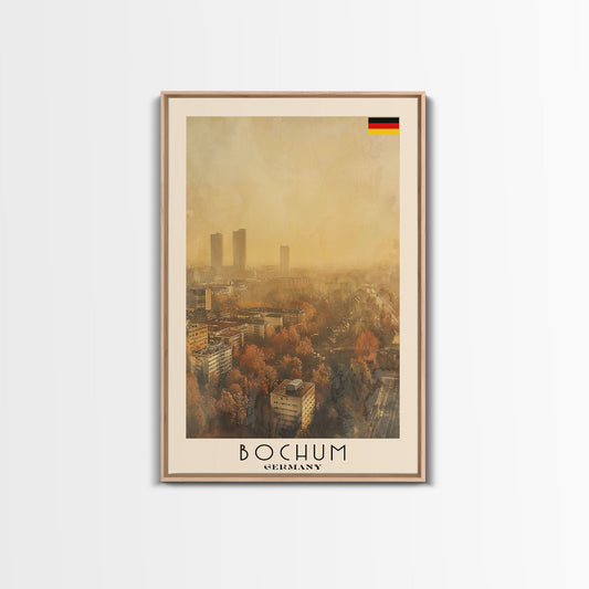 Bochum Germany Travel Poster Framed Canvas Print, Wall Art, Home Decor, Travel Print, Autumn Scene, Modern Art, Original Art