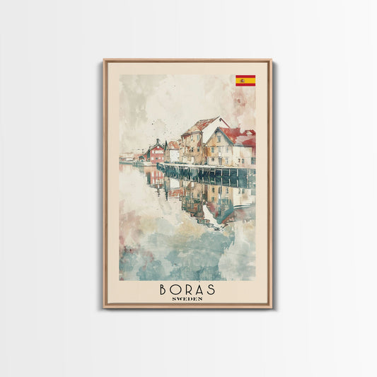 Borås Sweden Travel Poster Framed Canvas Print, Wall Art, Home Decor, Travel Print, Coastal Scene, Minimalist Art, Original Art