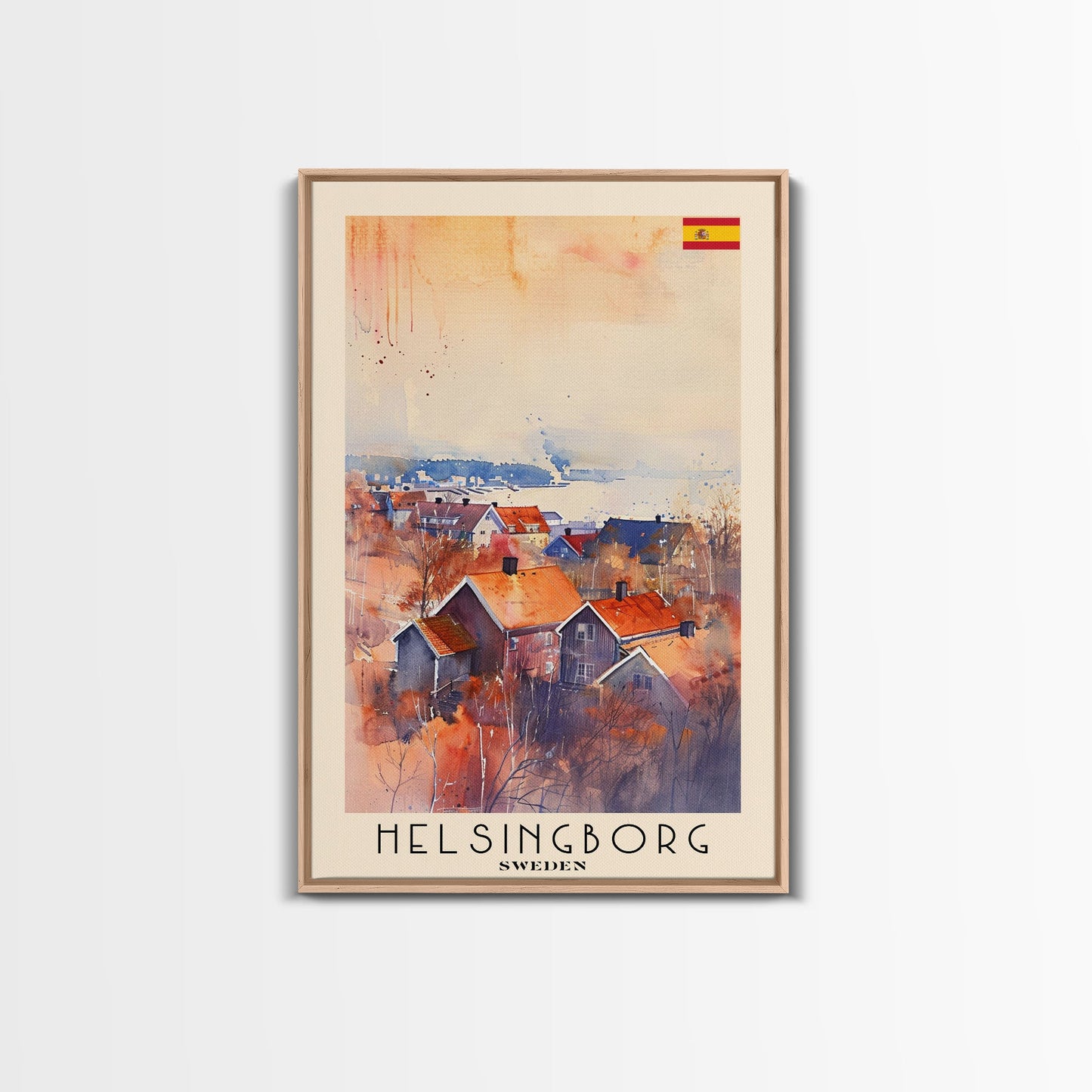 Helsingborg Sweden Coastal Town Art, Framed Canvas Wall Art, Home Decor, Living Room Art, Scandinavian Poster, Wall Decor, Travel Poster Art