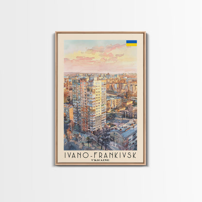 Ivano-Frankivsk Ukraine Cityscape Art Print, Sunset View Canvas Print for Home Decor, Travel Poster for Living Room Wall Art, Ukrainian Scene