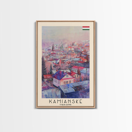 Kamianske Ukraine Scenic View, Framed Canvas Print, Travel Poster, Wall Art, Living Room Decor, Cityscape Art, Modern Home Decoration, Ukrainian City
