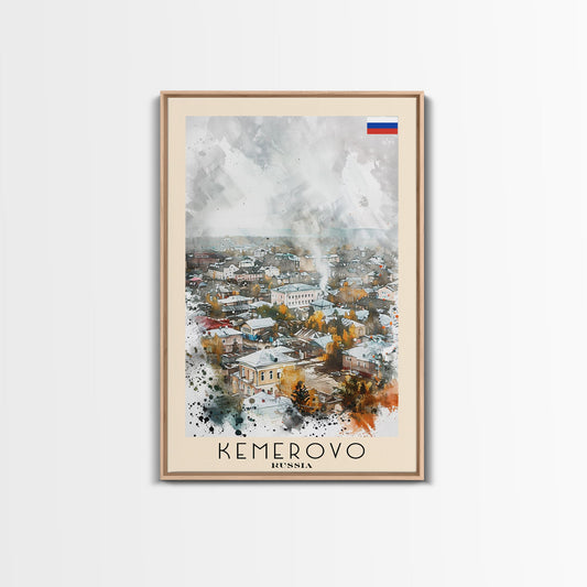 Kemerovo Russia Winter Cityscape, Framed Canvas Print, Travel Poster, Wall Art, Home Decor, Living Room Decoration, Russian Urban Art